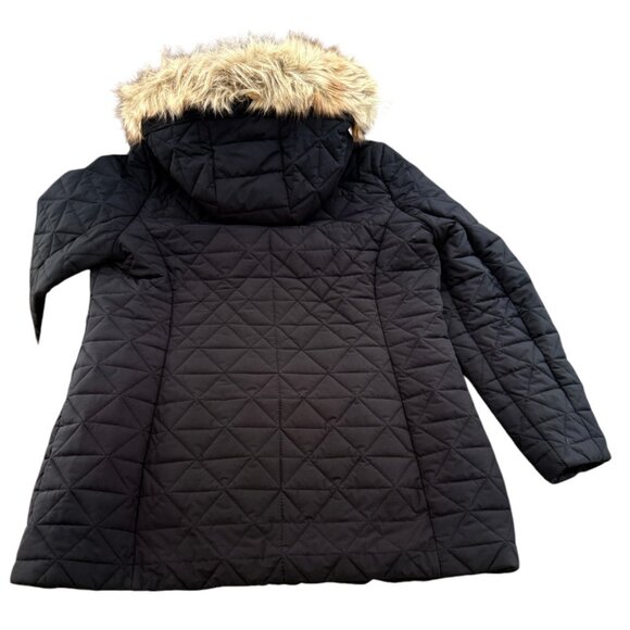 Marc NY Fur Trim Quilted Chevron Triangle Winter Puffer Parka Jacket Coat Womens - Picture 4 of 10